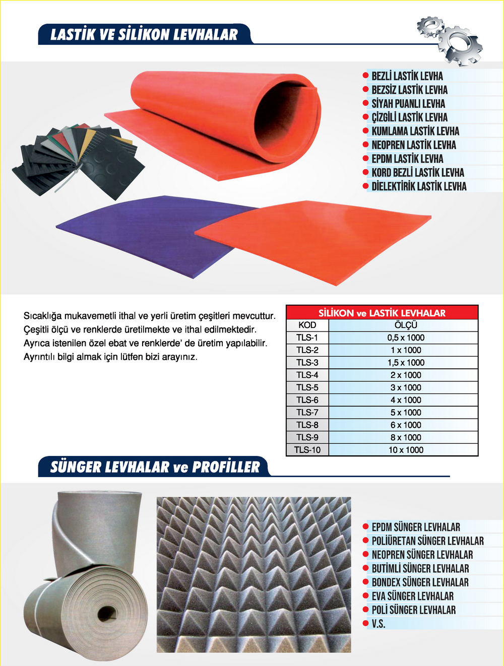 Lastik ve Silikon Levhalar
